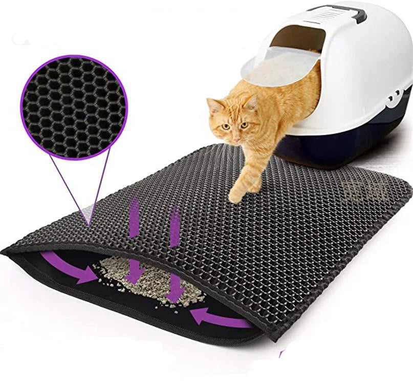 Tapis de litière imperméable pour chat, toilettes pour animaux de compagnie, Double couche, pliable, tapis de bassin, antidérapant, lavable, fournitures de nettoyage, tapis de sable pour chat