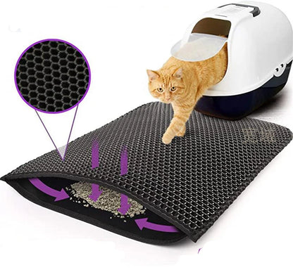 Tapis de litière imperméable pour chat, toilettes pour animaux de compagnie, Double couche, pliable, tapis de bassin, antidérapant, lavable, fournitures de nettoyage, tapis de sable pour chat