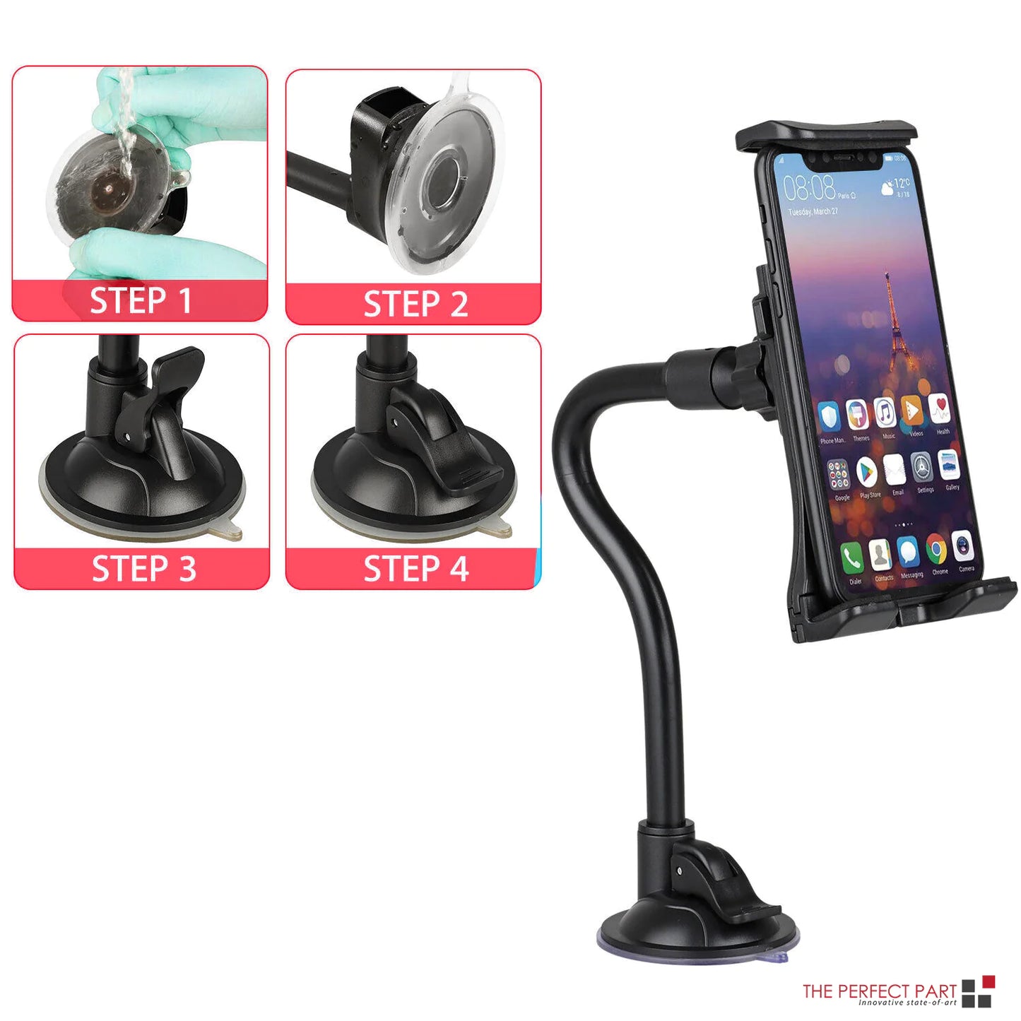 Support universel de pare-brise de voiture à 360 °, support de bureau pour téléphone portable, tablette, iPad, GPS