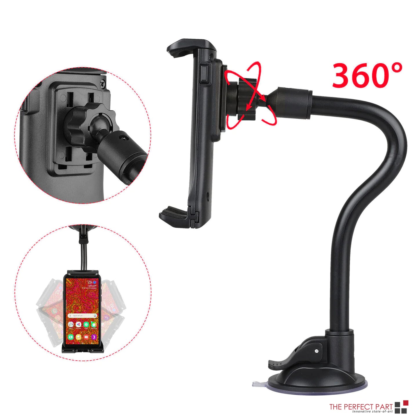 Support universel de pare-brise de voiture à 360 °, support de bureau pour téléphone portable, tablette, iPad, GPS